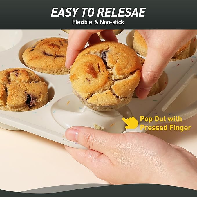 2 Packs 12 Cups Silicone Muffin Pan with Metal Reinforced Frame Regular Size Cupcake Pan Tray Egg Bites Oven Safe Silicone Molds Cookie Muffin Pan Tin Best Baking Sheets Non Toxic Clearance