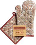 Maison d' Hermine 100% Cotton Oven Mitt & Pot Holder Set (7.5"x13" & 8"x8") Heat Resistant BBQ Cooking Gloves with Loop, Baking, Grilling, Kitchen, Handling Hot Pans (Kashmir Paisley)