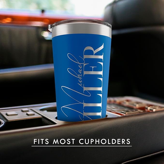 Be Burgundy Personalized Tumbler with Engraved Name - 12 Designs, 30 Oz Coffee Tumbler with Slider Lid, White, Double Wall Insulated - Gifts for Mom, Dad, Personalized Gift for Him, Her