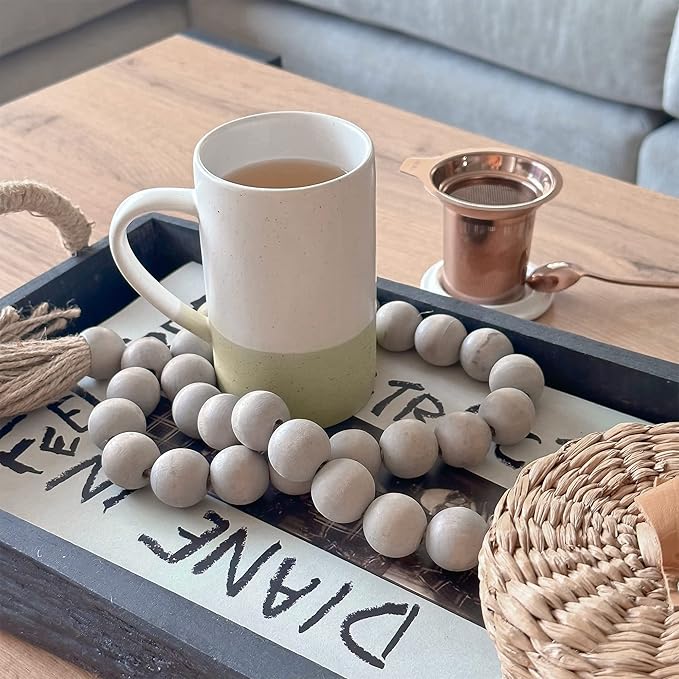 Mora Ceramics Tea Cup with Loose Leaf Infuser, Spoon and Lid, 12 oz, Microwave and Dishwasher Safe Coffee Mug - Rustic Matte Ceramic Glaze, Modern Herbal Tea Strainer - Great Gift for Women, Limestone