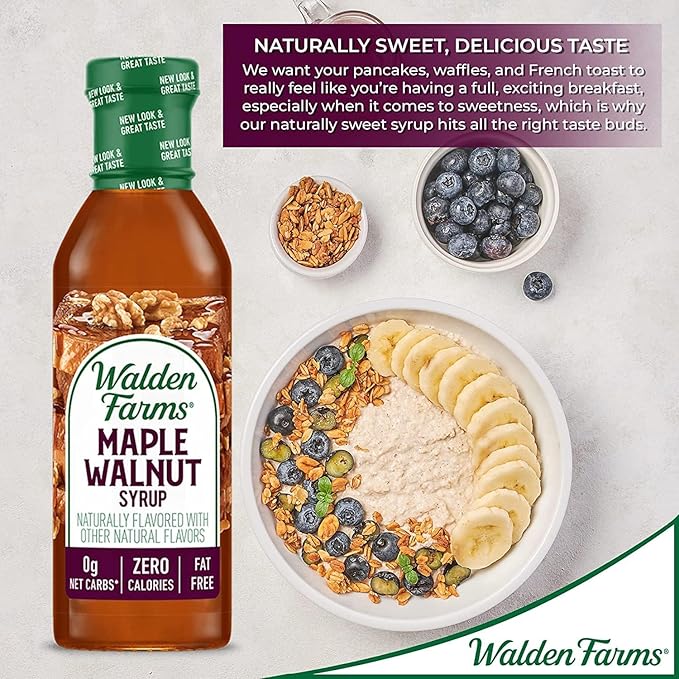 Walden Farms Maple Walnut Syrup – Perfect for Pancakes, Waffles, Desserts – Zero Calorie, Sugar-Free, Low Carb, Keto-Friendly, Gluten-Free, Vegan – 6-Pack, 12 oz Bottles