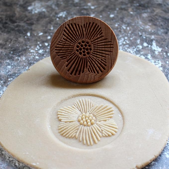 Wood Cookie Stamp, 2.5 Inch (Flower Design CS-121)