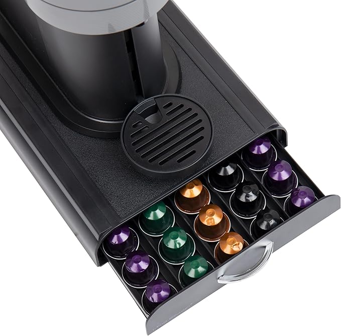 Mind Reader Nespresso Compatible Capsule Drawer, Countertop Organizer, Coffee Pod Holder, Storage, 9.25"L x 15"W x 2"H, Black