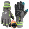 HANDLANDY Waterproof Insulated Work Gloves, 3M Thinsulate Thermal Winter Gloves for Men Women Touch Screen, Warm Ski Snowboard Cold Weather Gloves (Green-men Size, Small)