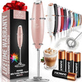 Zulay Kitchen Powerful Milk Frother Wand With 4 AA Duracell Batteries - Ultra Fast Handheld Drink Mixer - Electric Whisk Foam Maker for Coffee, Lattes, Cappuccino, Matcha & Creamer -