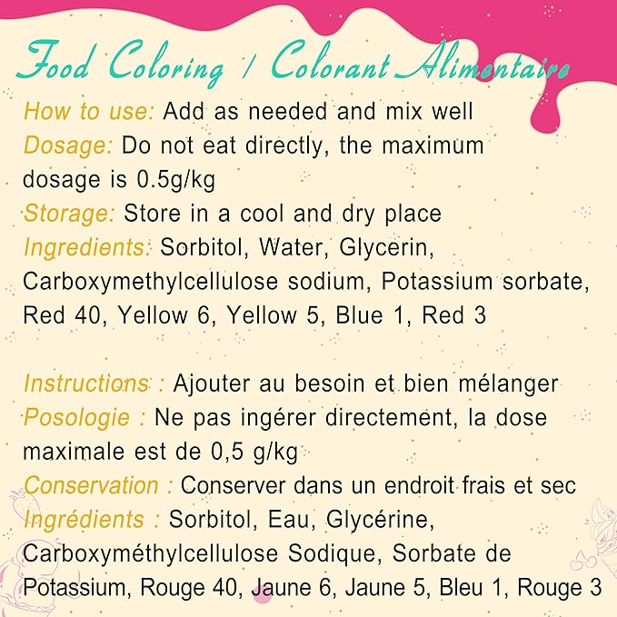 Food Coloring - Vibrant Liquid Icing Food Coloring Set for Baking, Cake Decorating, Easter Egg, Airbrush - Tasteless Food Color Dye for Fondant, Slime, DIY Crafts - 5.5 Fl.oz / 160ml Each (White)