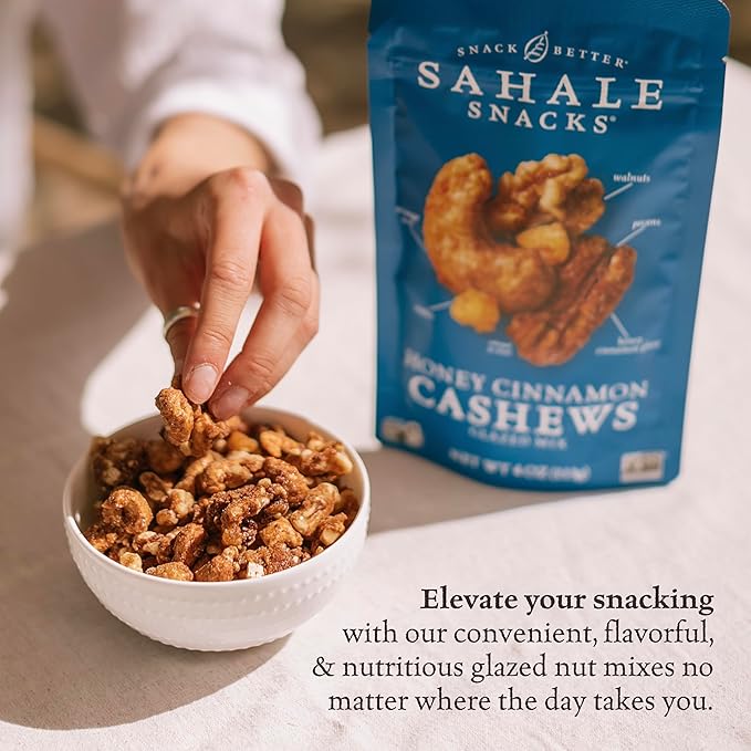 Sahale Snacks Honey Cinnamon Cashews Glazed Mix, 4 Ounce (Pack of 6)
