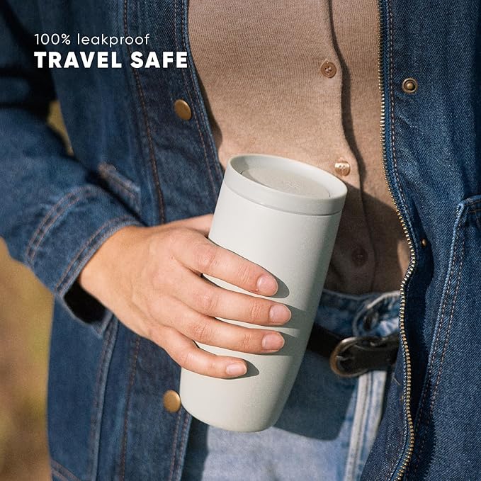 Simple Modern Travel Coffee Mug Tumbler with 360° Lid | Ceramic-Lined Insulated Stainless Steel Cold Brew Iced Coffee Cup Thermos | Gifts for Women Men Her Him | Voyager Signature | 16oz | Ice Gray