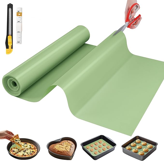 Silicone Baking Mat, 12 IN x 6 FT Free Cutting Baking Sheet,Non-Stick Reusable Dough & Pastry Mat,Non-Slip Silicone Mat Roll for Air Fryer Liner,Freeze Dryer,Oven Baking Pan,Kitchen Counter