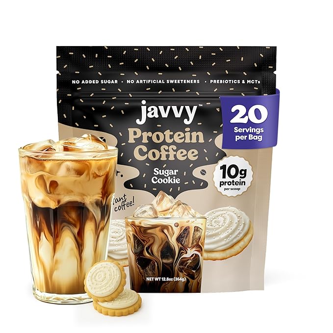 Sugar Cookie Protein Iced Coffee - Premium Whey Protein & Instant Iced Coffees - 100% Natural Cold Brew Coffee - Zero Artificial Flavors & Sweeteners, 80 mg Caffeine, 0g of Sugar, 20 Servings