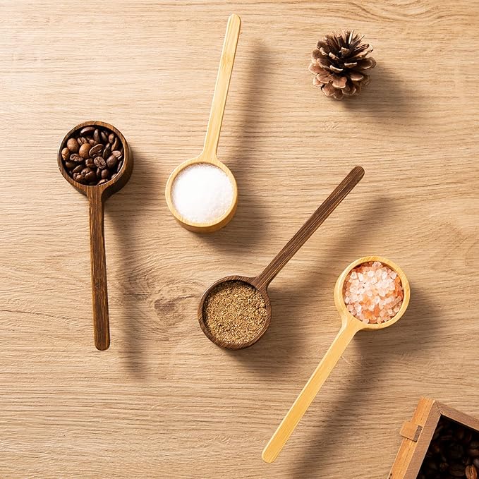 Bamboo Coffee Scoop Long Handle 10g Measuring Scoop for Deep Jars and Containers