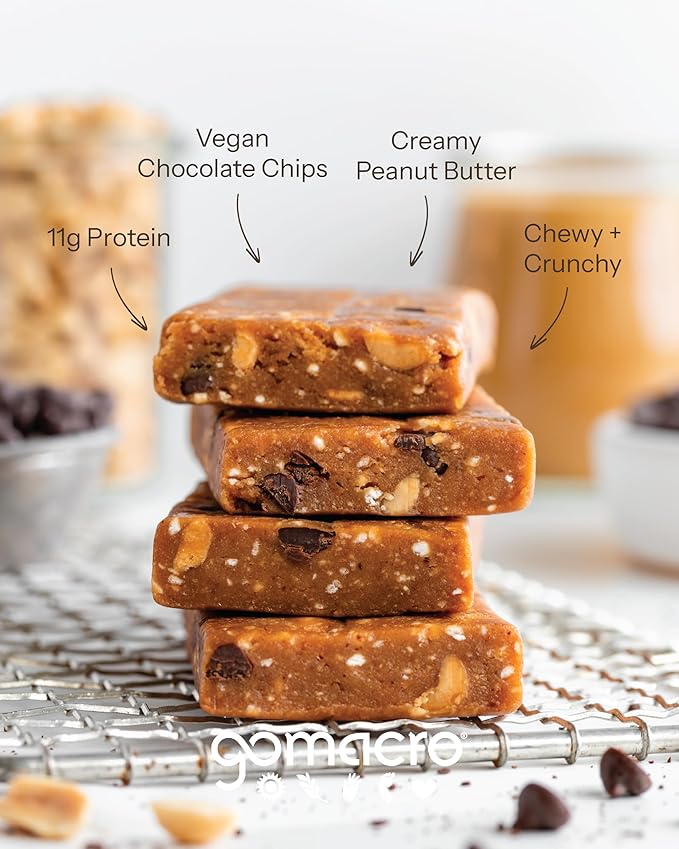 GoMacro MacroBar Organic Vegan Protein Bars - Peanut Butter Chocolate Chip (2.4 Ounce Bars, 12 Count)
