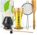 TEANAGOO Matcha Whisk Set,Bamboo Matcha Whisk (100 prongs) with Black Holder,6-PCS Traditional Starter Set,Scoop (Chashaku),Bamboo Chasen for Making Latte,Ceremony Accessory,Gife for Friend/Family