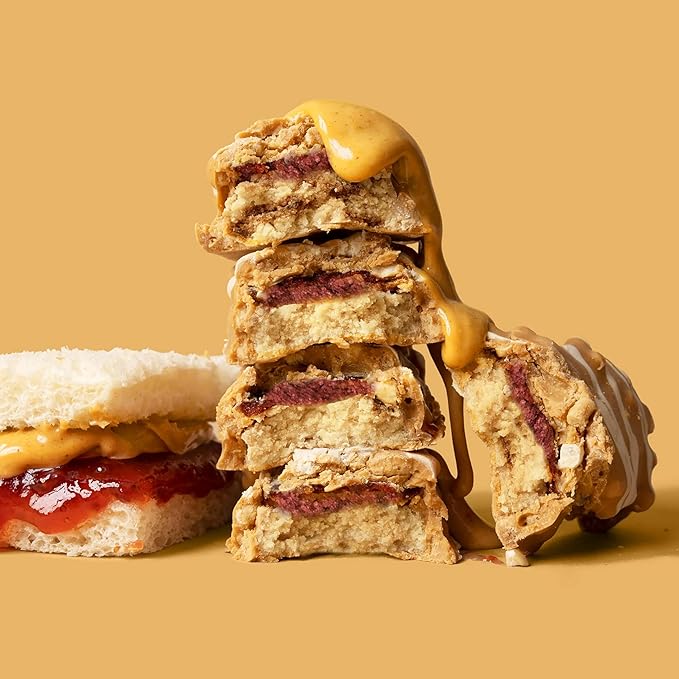 FITCRUNCH Snack Size Protein Bars, Designed by Robert Irvine, 6-Layer Baked Bar, 1g of Sugar, Gluten Free & Soft Cake Core (9 Bars, Peanut Butter and Jelly)