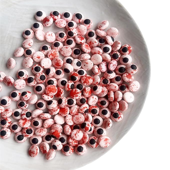 Halloween Weraru Small Candy Bloody Red Eyeballs Eye Ball Sweets Cake Cupcake Toppers Cookie Dessert Sprinkles Decorations for Christmas Halloween Birthday Party Supplies 3.4 Ounce
