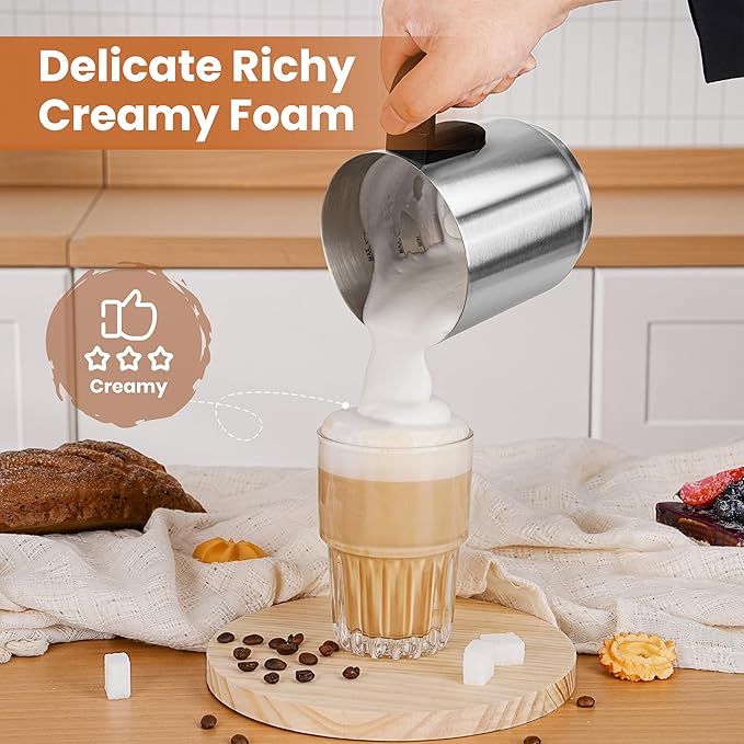 Gevi Hot Chocolate Maker with 5 in 1 Milk Frother and Steamer, Professional Milk Steamer, 17 oz/3.5 oz, Stainless Steel, Hot and Cold Milk Frother for Latte, Macchiato, Cappuccino and Hot Chocolate