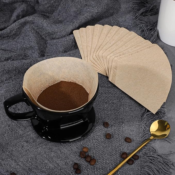 Segarty Pour Over Coffee Maker Set, Single Cup Black Ceramic Coffee Dripper with 200PCS Size #2 Cone Filter Paper, Slow Drip Pourover Brewer for Home Office Travel Camping