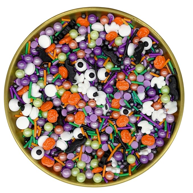 Dynastang Pumpkins & Ghosts & Eyes Sprinkles Halloween Edible Eyes Cake Decoration Cupcake Toppers Cookie Decorating Perfect for Cakes, Cupcakes, Desserts Toppings 3OZ