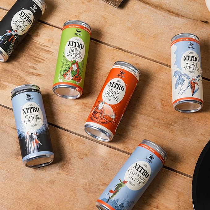 Raposa Nitro Cold Brew Ready to Drink Coffee 250ml - 8.45oz - Made with Oat Milk- Dairy Free - Vegan Cold Brew Ready to Drink, Non GMO, No Artificial Anything - 150mg Caffeine (Flat White (12 Pack))