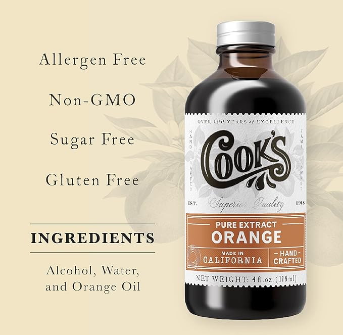 Cook's Pure Orange Extract From Florida Oranges | For Ice Cream, Cakes, Breads, Cookies and Drinks, 16 oz