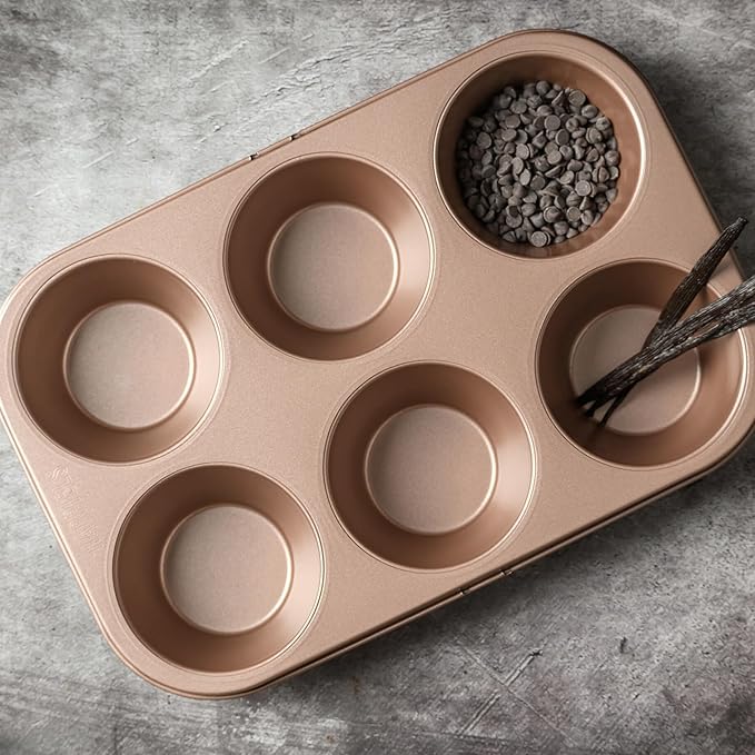 Non Toxic Nonstick 6 Cup Jumbo Muffin Pan | Large Cupcake Tin for Oven | Nontoxic Muffin Tins Big Size | PFOA Free Cupcakes Tray
