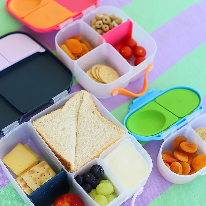 b.box Snackbox | Mini Bento Lunch Box with 2 Leakproof Compartments | Ideal for Toddlers, Kids Lunch & Snacks | Fits Whole Piece of Fruit | BPA Free - Ocean Breeze