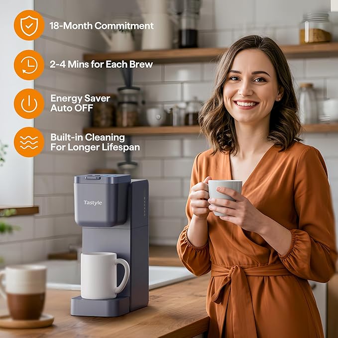 Single Serve Coffee Maker for K Cup, Ground and Tea, Hot and Iced Coffee Machines with Bold Setting, 6 to 16 Oz Brew Sizes, Compact for Small Spaces, Gray (2.0 Version)