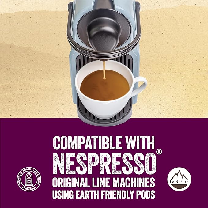 La Natura Lifestyle Beauty Coffee Pods - Lungo Roast European-Style with Biotin, Zinc & Selenium for Hair, Skin & Nails Health - Nespresso Original Line Compatible Pods - Pack of 10