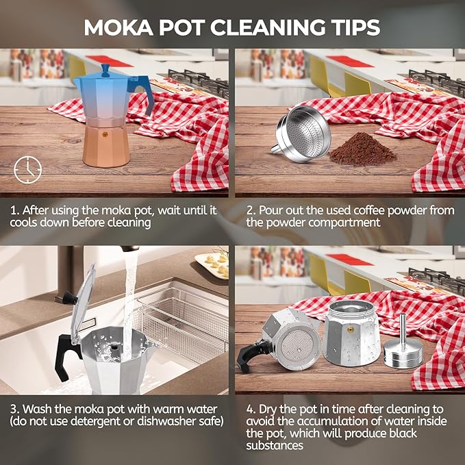 Aluminum 3 Cup 150ml Moka Pot Express Coffee Maker Stovetop Espresso Percolator Coffeemaker Italian Classic Style Brewing Greca Cafe Mocha Machine for Cafeteras Lover Camping Travel and Home Use 5oz