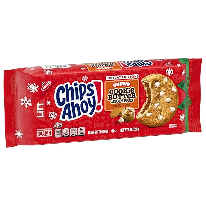 CHIPS AHOY! Chewy Cookie Butter-Inspired Cookies, Limited Edition Holiday Treats, 9.9 oz