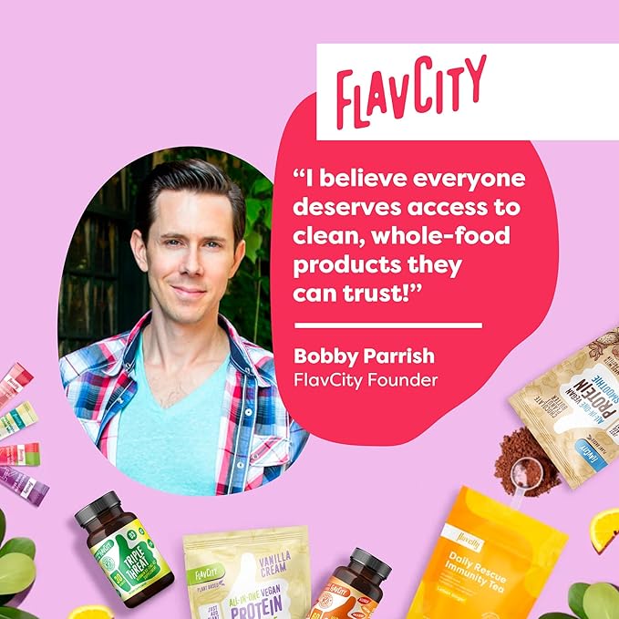 FlavCity Vegan Protein Powder - Chocolate Peanut Butter - 20g Almond, Plant Based Protein Powder - Dairy-Free Shake - With Organic Fruit, Reishi & Cordecyps Mushrooms - No Blender Needed (15 Servings)