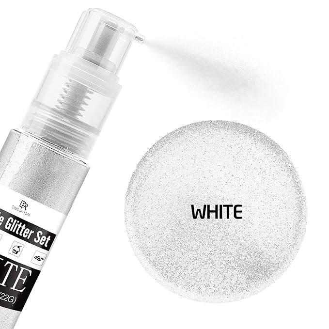Edible Glitter Spray - 3/4oz Luster Dust Edible Food Grade Glitter Shimmer Dust Powder for Cocktails, Drinks, Cake Decorating - Metallic Food Coloring Powder for Wine, Candy, Cookie, Icing (White)