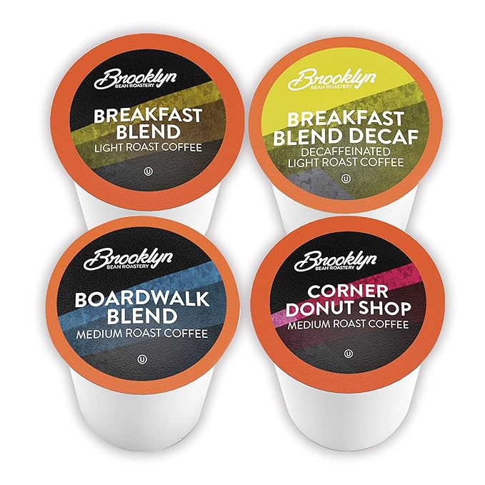Brooklyn Beans Coffee Pods, Breakfast Gourmet Variety Pack - Compatible with Keurig K Cup Brewers Including 2.0 Machines, 40 Count, Light Roast Selection