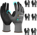 DULFINE Safety Work Gloves MicroFoam Nitrile Coated-6 Pairs Pack,Seamless Knit Nylon Glove with Black Micro-Foam Nitrile Grip,Ideal for General Purpose,Automotive,Home Improvement,Painting(Small)