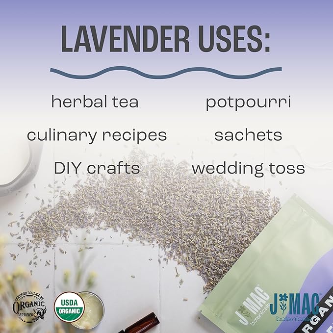 J MAC BOTANICALS, Organic Lavender Buds (16 oz, 1 Pound Bag) Bulk, Dried Flowers, Flower