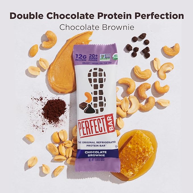 Perfect Bar, Chocolate Brownie Protein Bar, Organic, Gluten Free, Soy Free, Non GMO, No Sugar Alcohols, 2.2 Ounce Bar, 10 Count