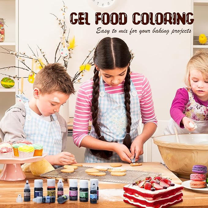 Food Coloring Gel - Vibrant Color Gel Food Coloring for Cake Decorating, Baking, Easter Egg, Icing - Tasteless Food Color Dye for Fondant, Cooking, Slime, Airbrush (Gold, 5.3oz)