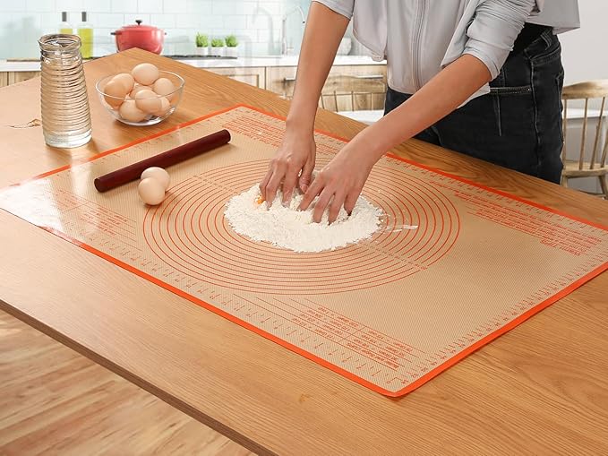 Silicone Pastry Mat 34x26 Inch Nonstick Baking Mat -Perfect for Doug, Pastry, Dough Rolling, Kneading Board, Pie Crust, Fondant, Pasta/Pizza, Kitchen Counter Mat
