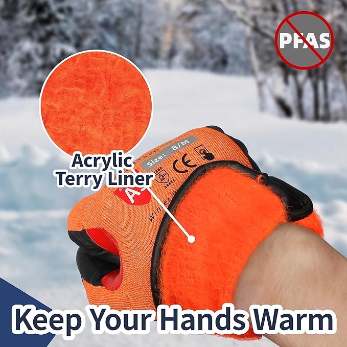Schwer FreezeGuard-X Winter Work Gloves for Men and Women, ANSI A9 Cut Resistant Gloves for Extreme Protection, Freezer Glove With Super Grip, Touchscreen, Thermal Insulated, PM3326-W (XL,1 Pair)