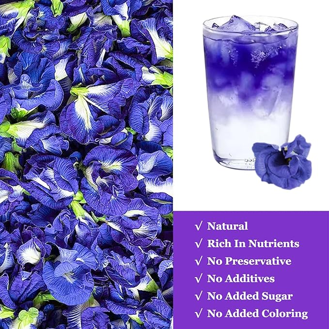 SXETBEAN Butterfly Pea Flower Powder | 3.5oz/100g Blue Food Coloring Powder | Butterfly Pea Powder for Cocktail, Smoothies, Baking | No Add Sugar