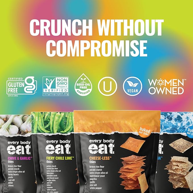Every Body Eat Snack Thins, Four Flavor Variety Pack, Vegan, Gluten Free and Dairy Free (Pack of 4)