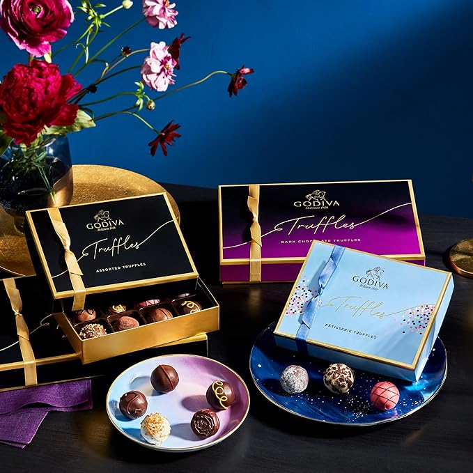 Godiva Chocolatier Patisserie Dessert Chocolate Truffle Gift Box for Birthday, Thank You, Anniversary, Congratulations Gift Basket Gourmet Candy with Creamy Ganache in Assorted Chocolate, 12 pc