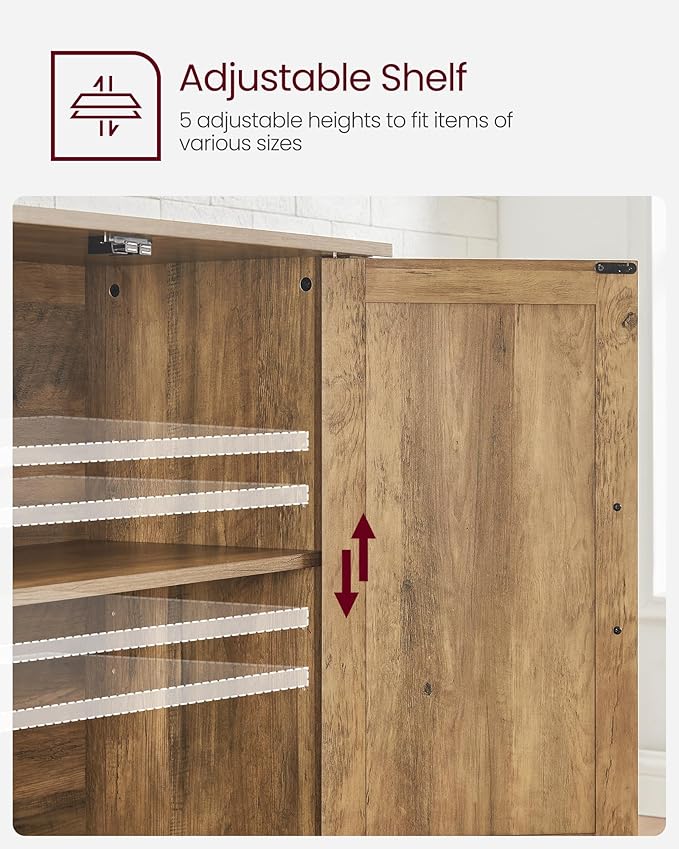 VASAGLE LIRY Collection - Storage Cabinet, Buffet Cabinet, Sideboard, Credenza, with Adjustable Shelves, for Living Room, Entryway, Honey Brown ULSC381T41