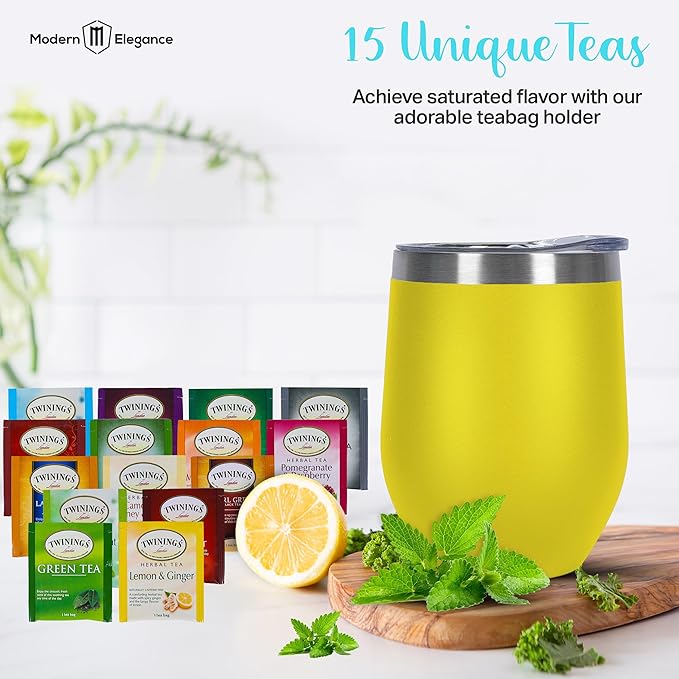 Tea Gift Set for Women & Men – Includes Assorted Teas, Elegant Mug & Honey (Yellow)