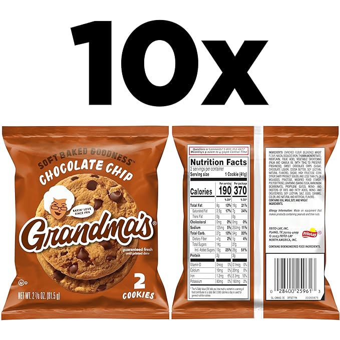Grandma's Big Cookies, Chocolate Chip, (10 Pack)