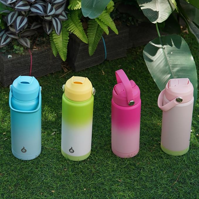 BJPKPK Water Bottle with Straw Lid, 24oz Vacuum Insulated Water Bottles, Metal Stainless Steel Thermos for Sports, Travel, BPA Free Leak Proof Thermos, Cups, Flasks, Tumblers,Cherry