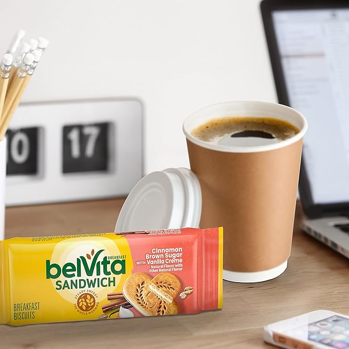 belVita Breakfast Bar Biscuit Sandwiches, Cinnamon Brown Sugar with Vanilla Creme, 30 Total Packs, 6 Boxes (2 Biscuits Per Pack)
