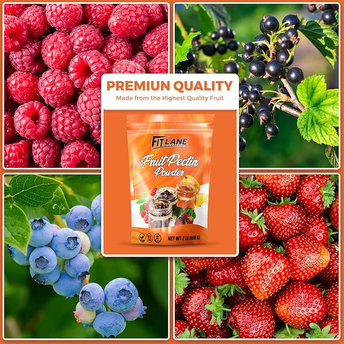 Fruit Pectin Powder 2 lbs - For Canning Jams and Jellies - Natural, Vegan and NON-GMO - Premium Bulk Ingredient Mix - Great for Apple Pie Filling - By Fit Lane Nutrition - Value Size Bag