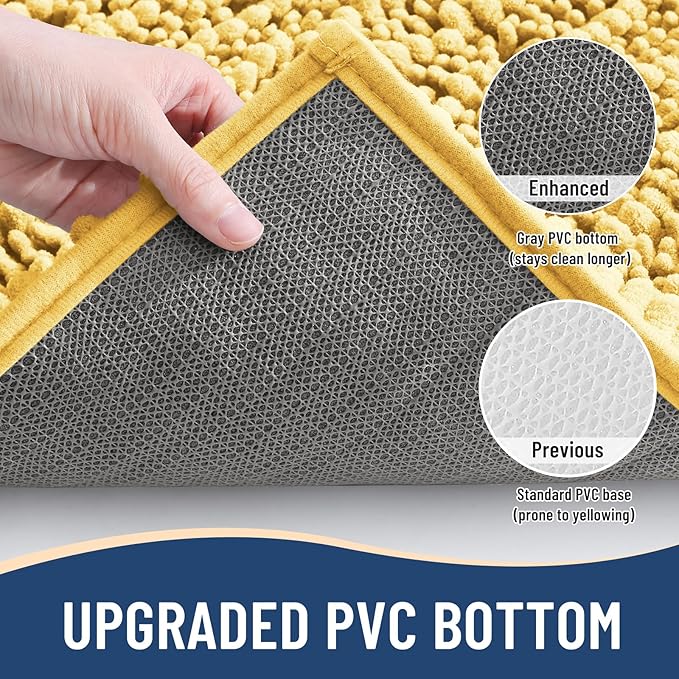 Arotive Luxury Chenille Bathroom Rug Mat, Extra Soft Thick Absorbent Shaggy Bath Rugs, Non-Slip Machine Wash Dry, Plush Bath Mats for Bathroom, Shower and Tub, 24x16, Yellow