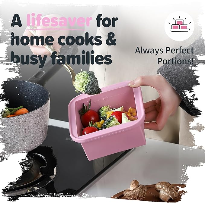 2-Cup Silicone Freezer Trays with Lids – Perfect for Meal Prep, Portion Control, and Easy Freezing-Meal Prep Container Molds for Soup,Leftovers (Cotton Candy, 2 Pack)